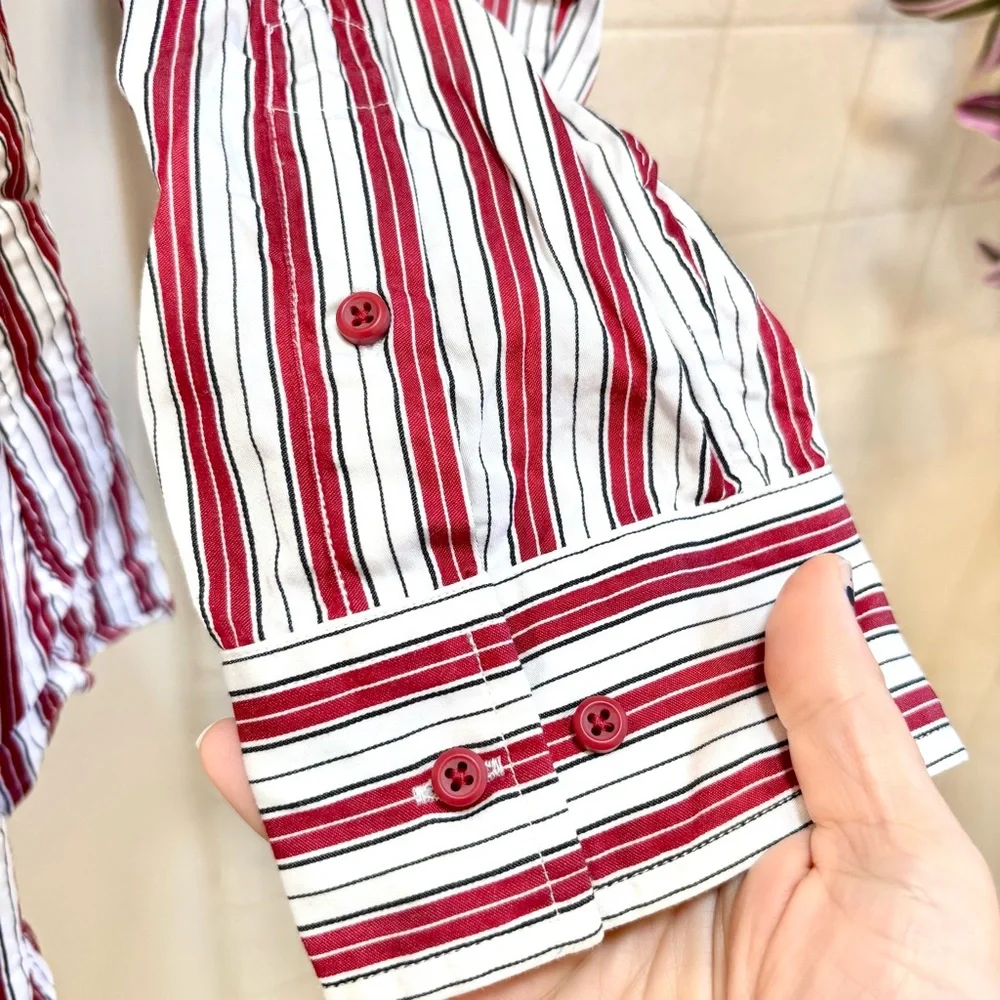 Vintage Jones New York Red White Blue Striped Button-Down 100% Cotton size XL - Picture 5 of 6